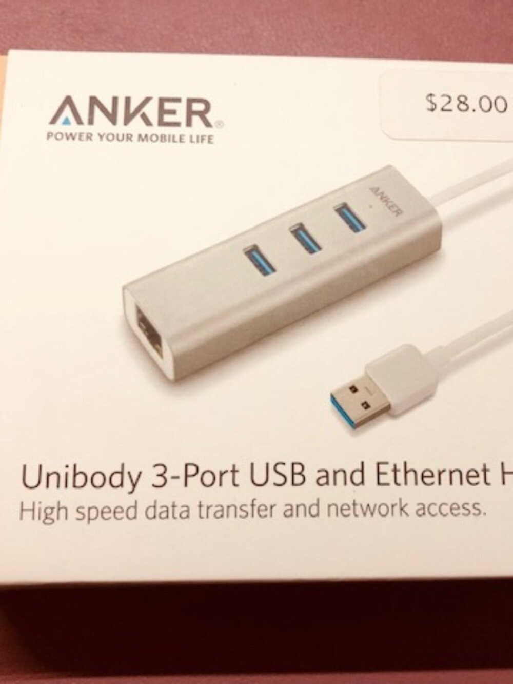 Anker Unibody 3-Port USB 3.0 and Ethernet Hub